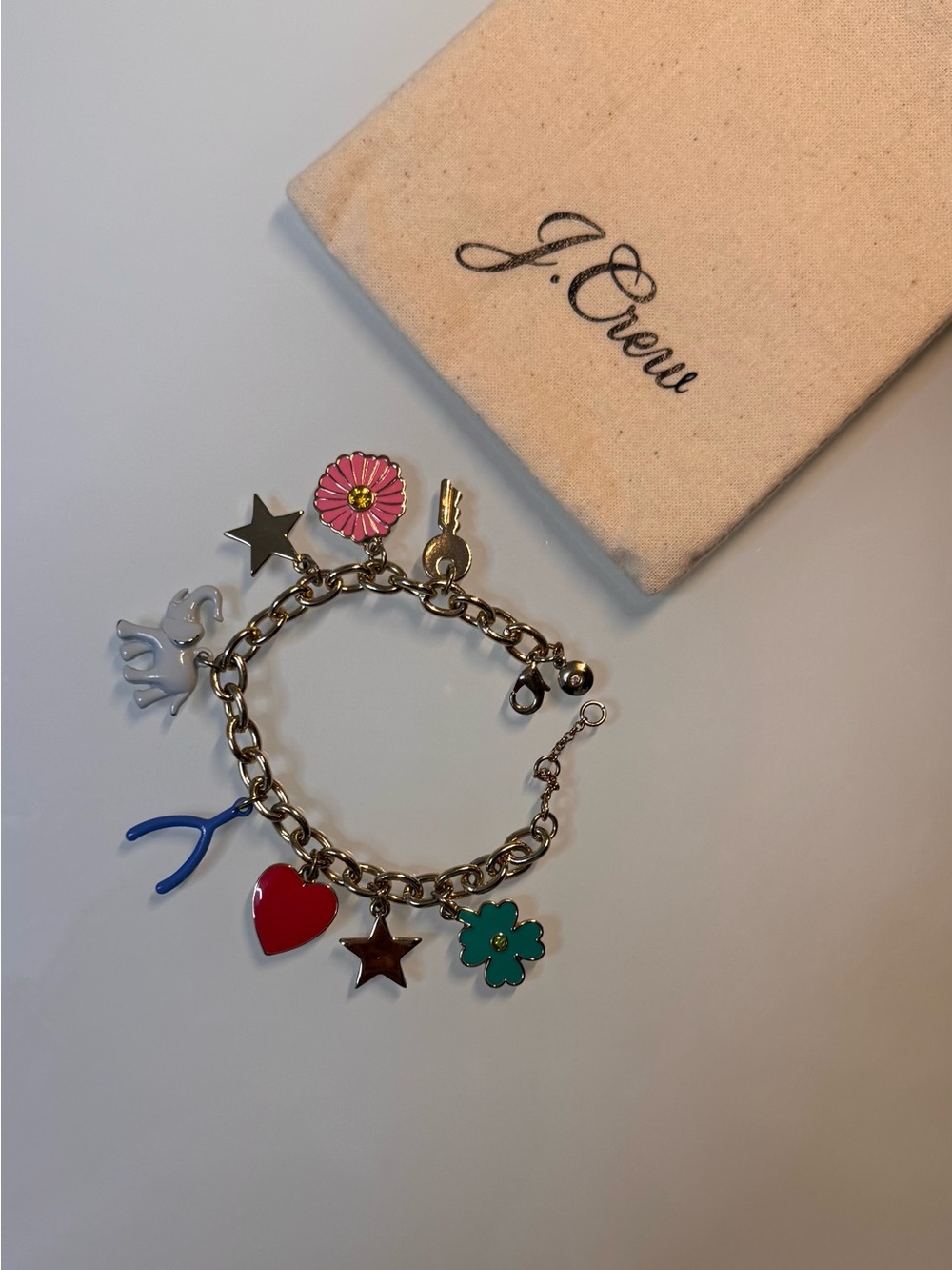 J. Crew Kids' Gold Charm Chain Bracelet with Multicolor Charms